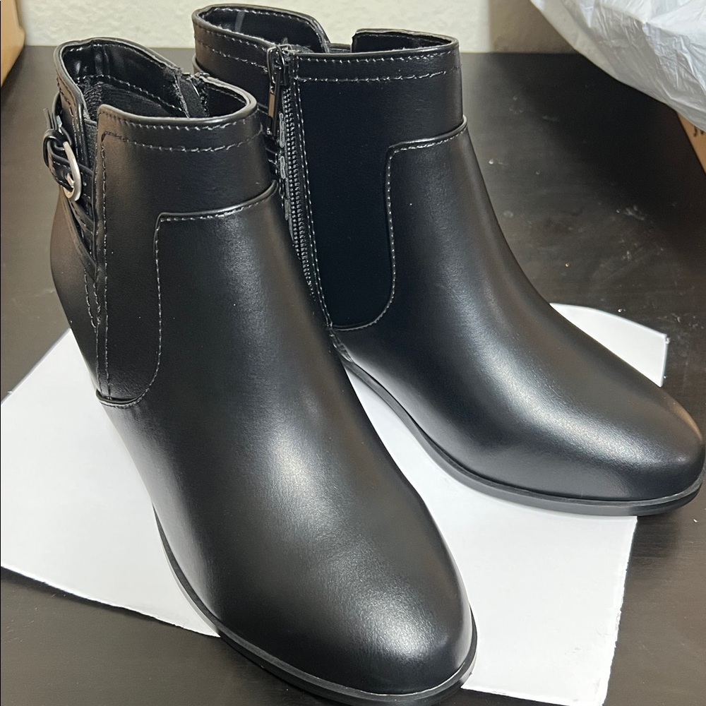 Soda Black Ankle Booties with Buckle Detail